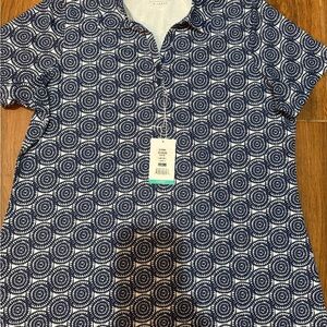 Haus of grey Mykonos Patterned Polo Shirt (navy) - women’s xl